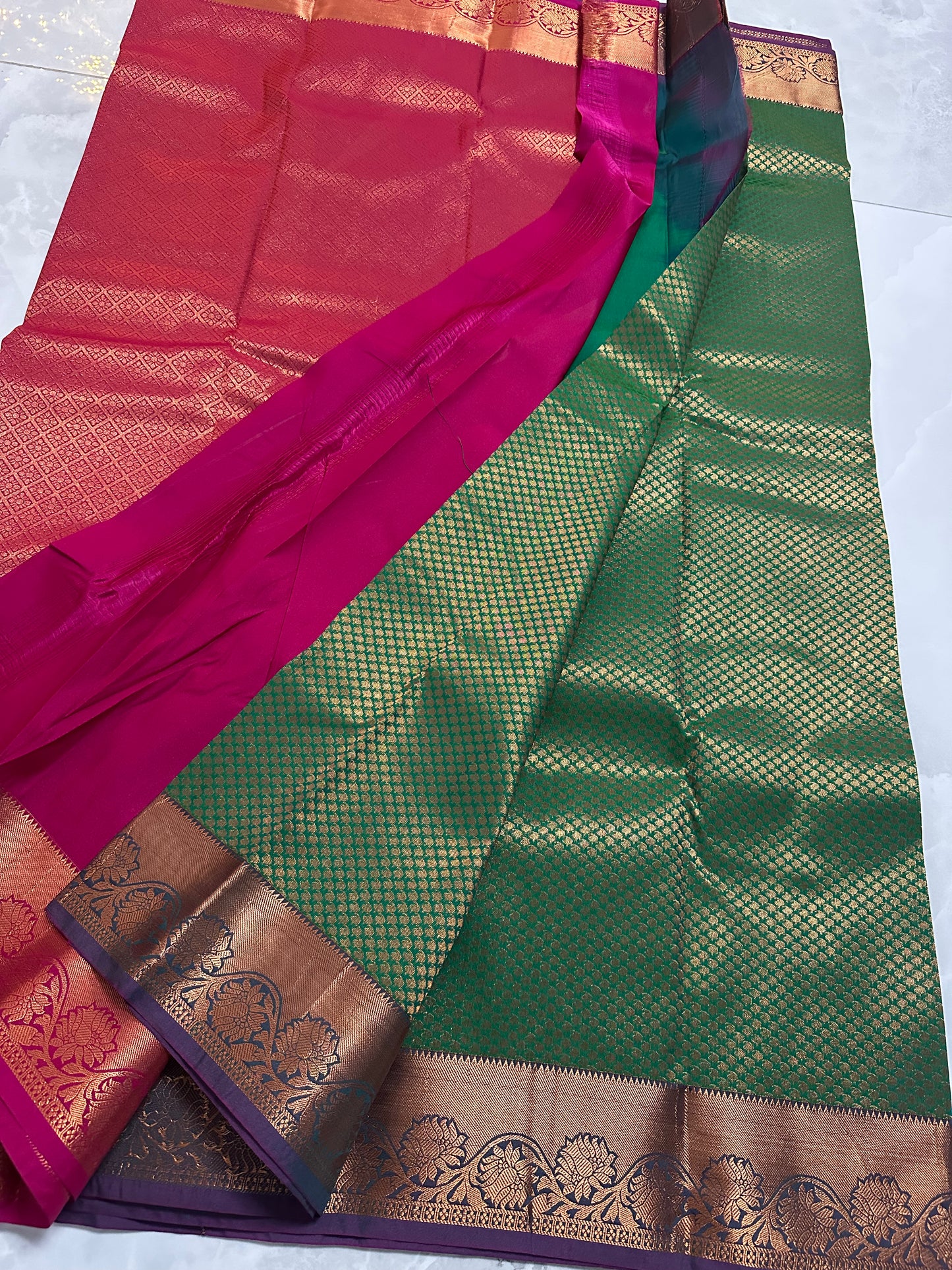 Silk Saree Green/Pink