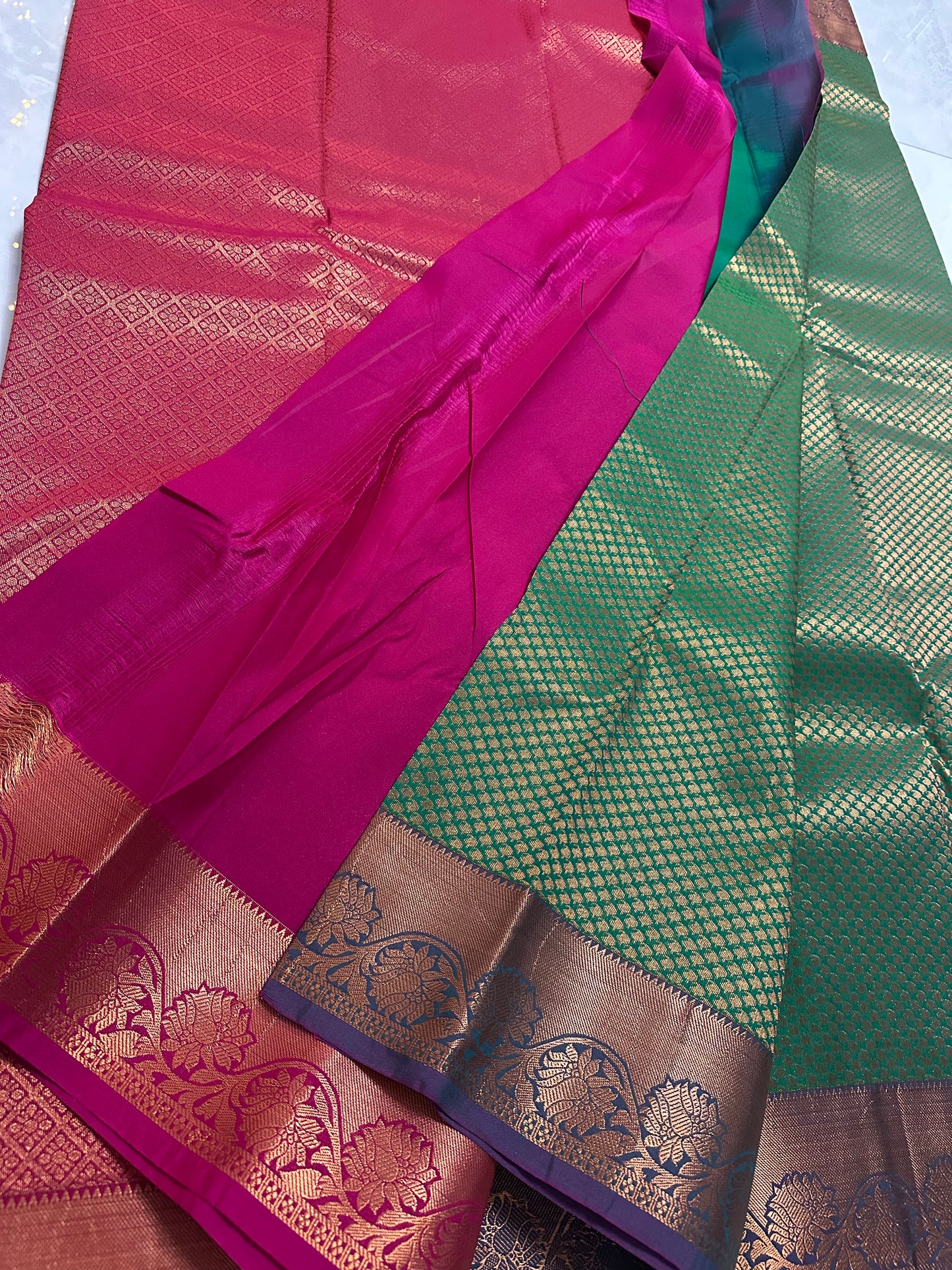 Silk Saree Green/Pink