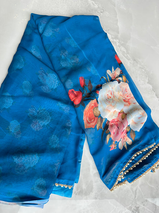 Floral Saree Blue