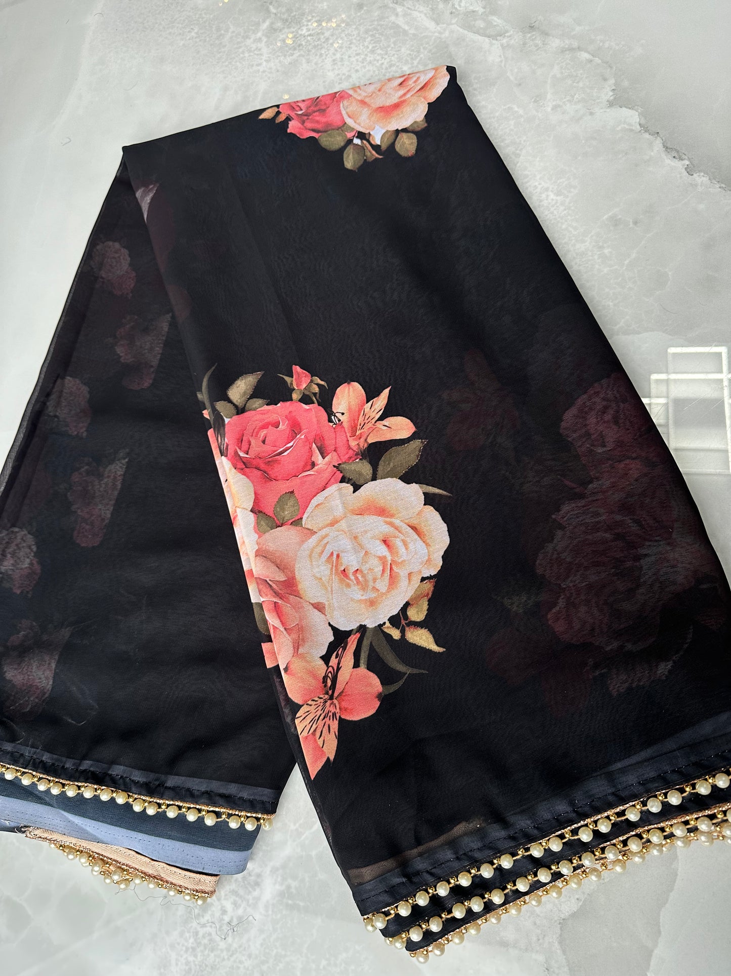 Floral Saree Black