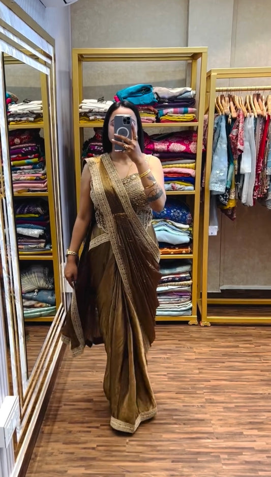 Divya Ready To Wear Saree Gold/Green