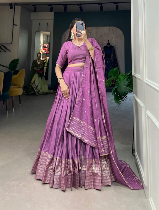 Unstitched Purple Lehenga