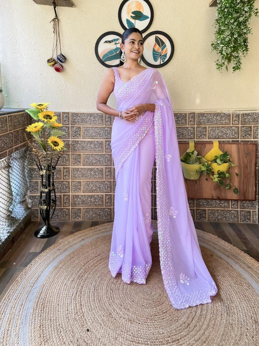 Kavi Ready To Wear Saree Lilac