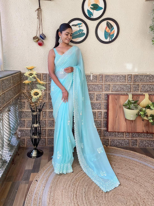 Kavi Ready To Wear Saree Blue