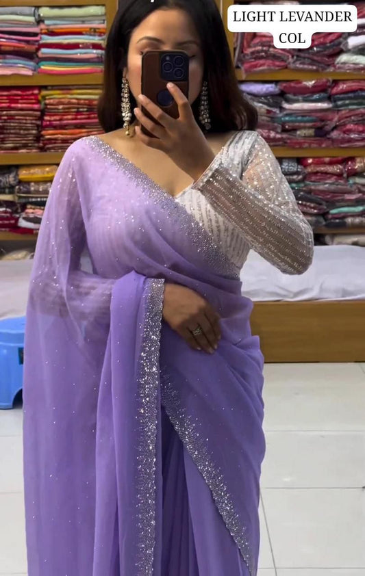 Ovi Ready To Wear Saree Lilac