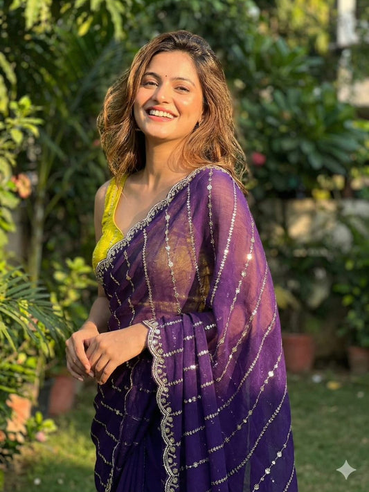 Lina Party Saree Purple