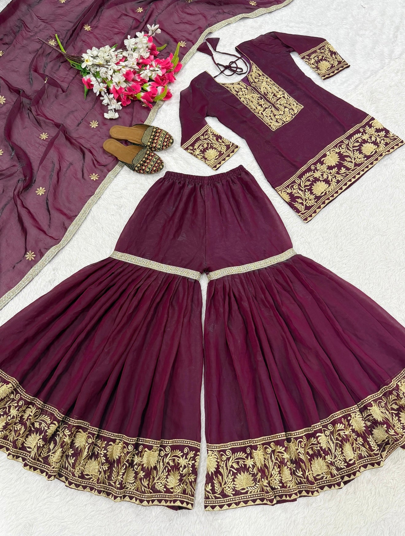 Gulnoor Sharara Purple
