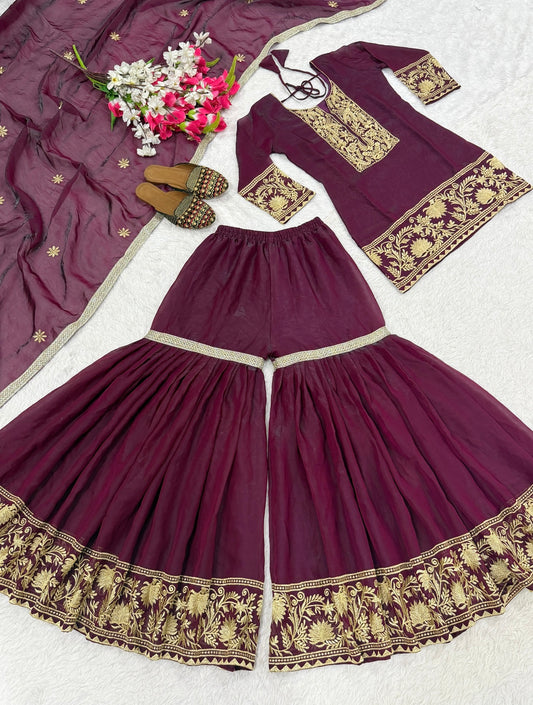 Gulnoor Sharara Purple