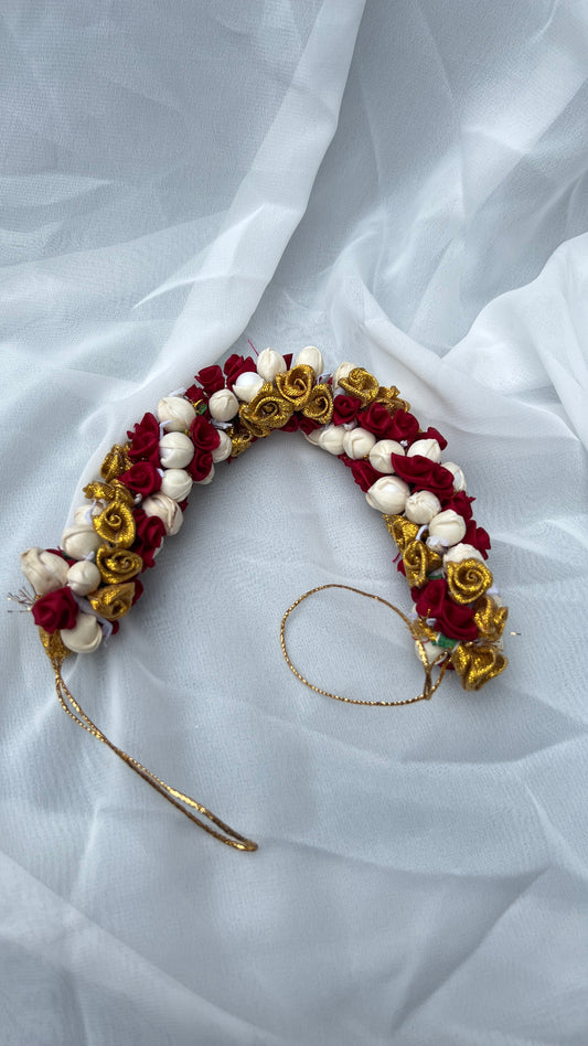 Maroon/White Jasmin Hair Garland