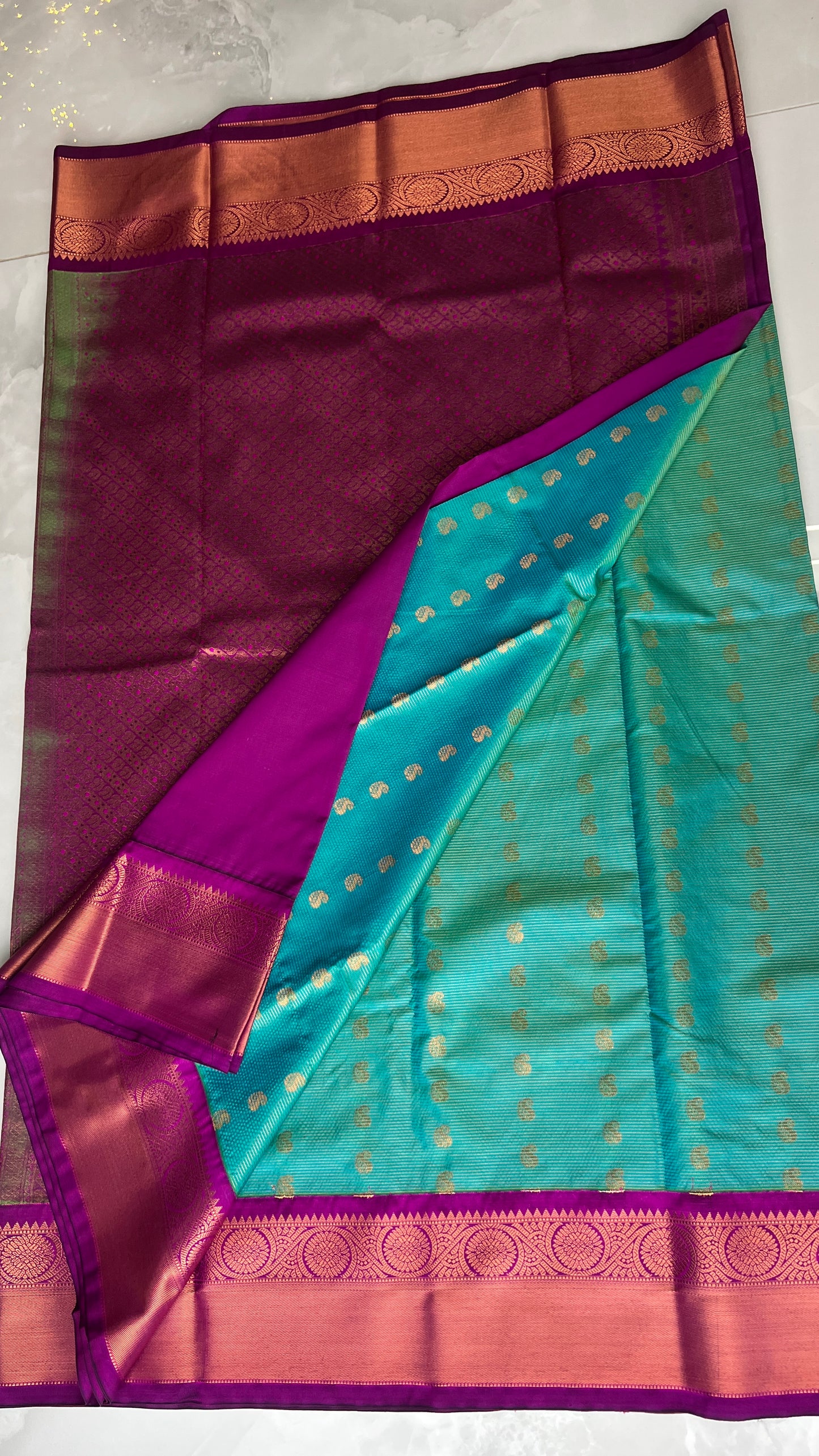 Blue/Purple Semi Kanchipuram