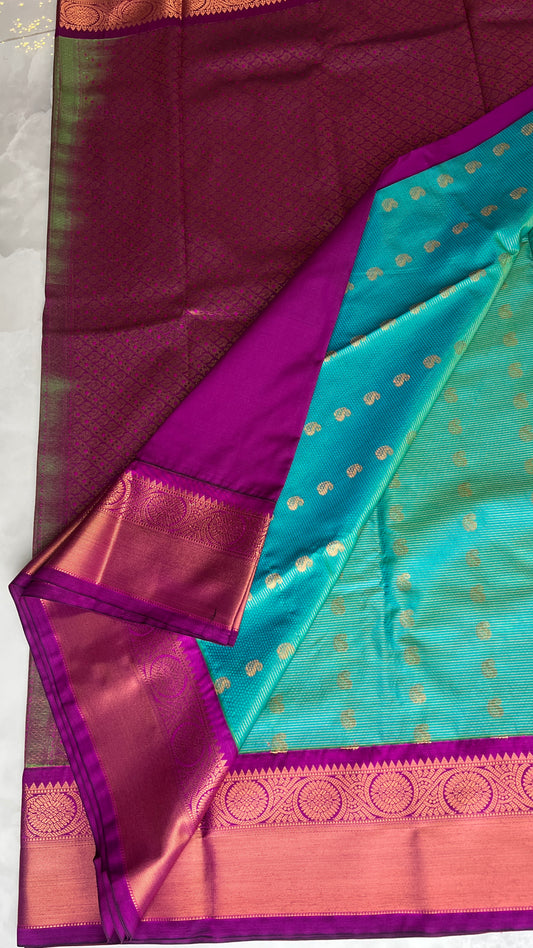 Blue/Purple Semi Kanchipuram