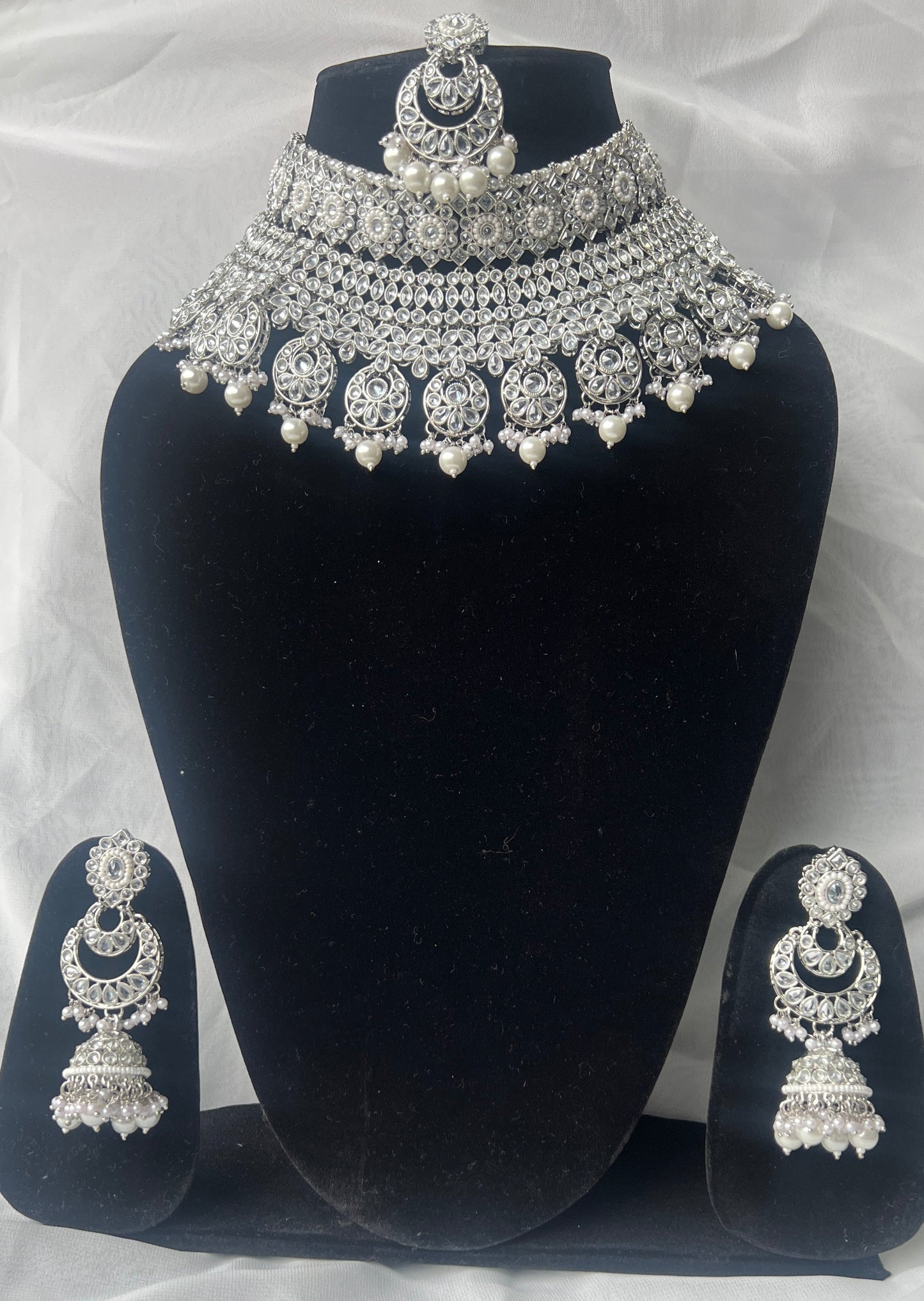 Bridal Choker Set Silver