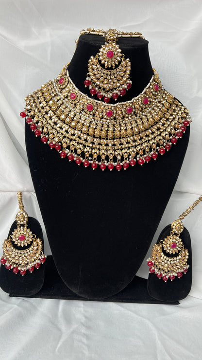 Bridal Set Jewellery Red/Rose