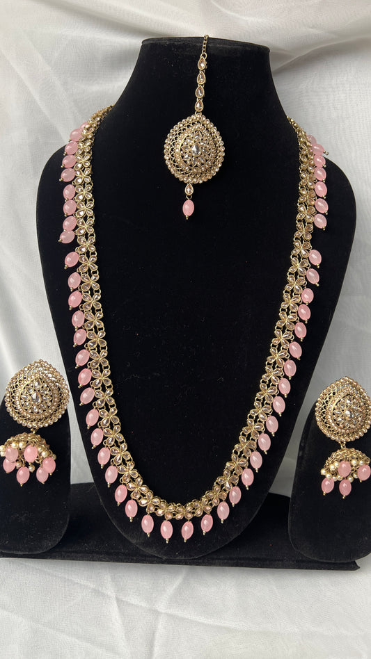 Long Necklace Set Pink