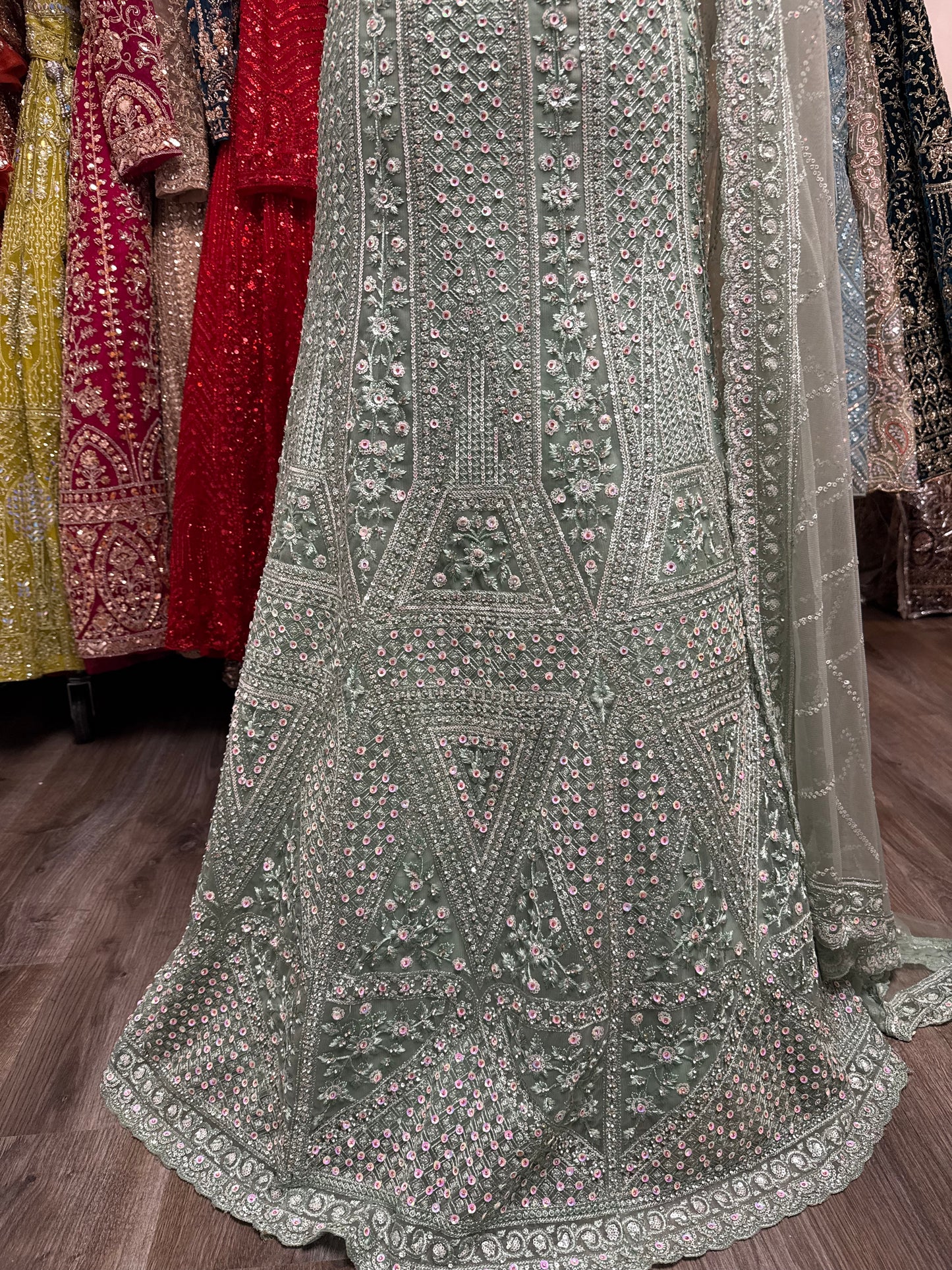 Zarelle Unstitched Lehenga Mint Green