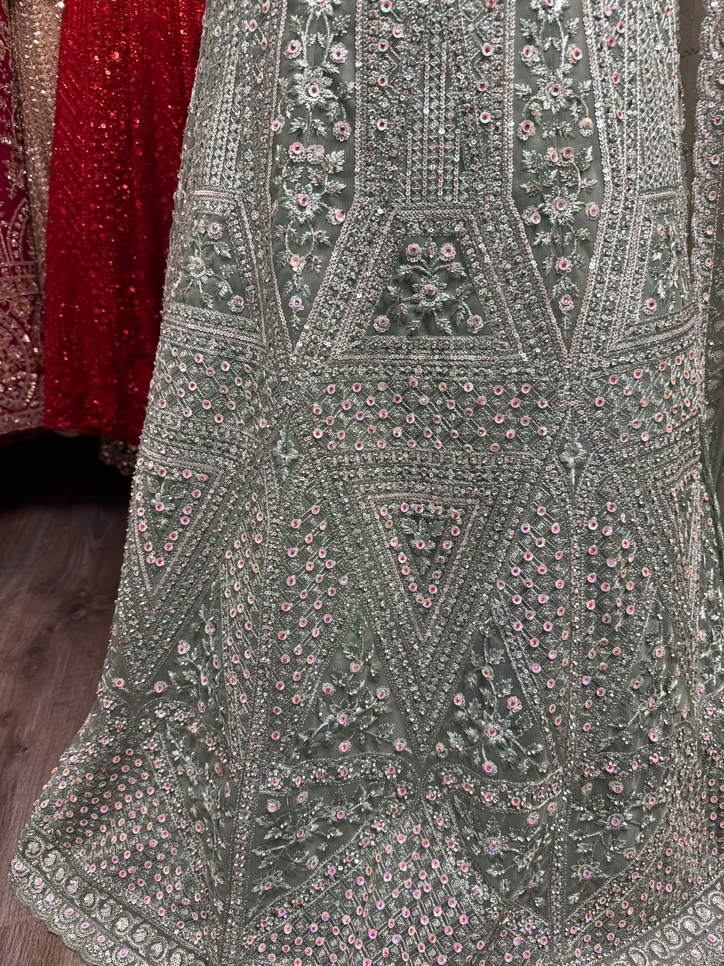 Zarelle Unstitched Lehenga Mint Green