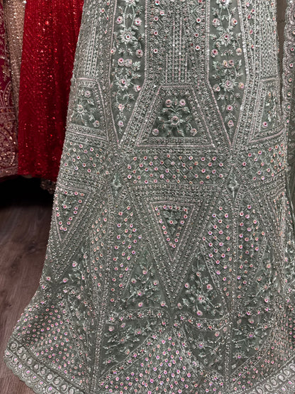 Zarelle Unstitched Lehenga Mint Green