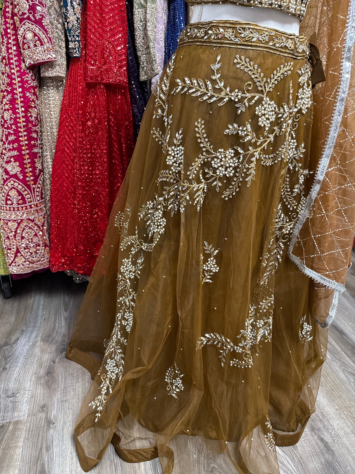 Zareena Fully Stitched Brown