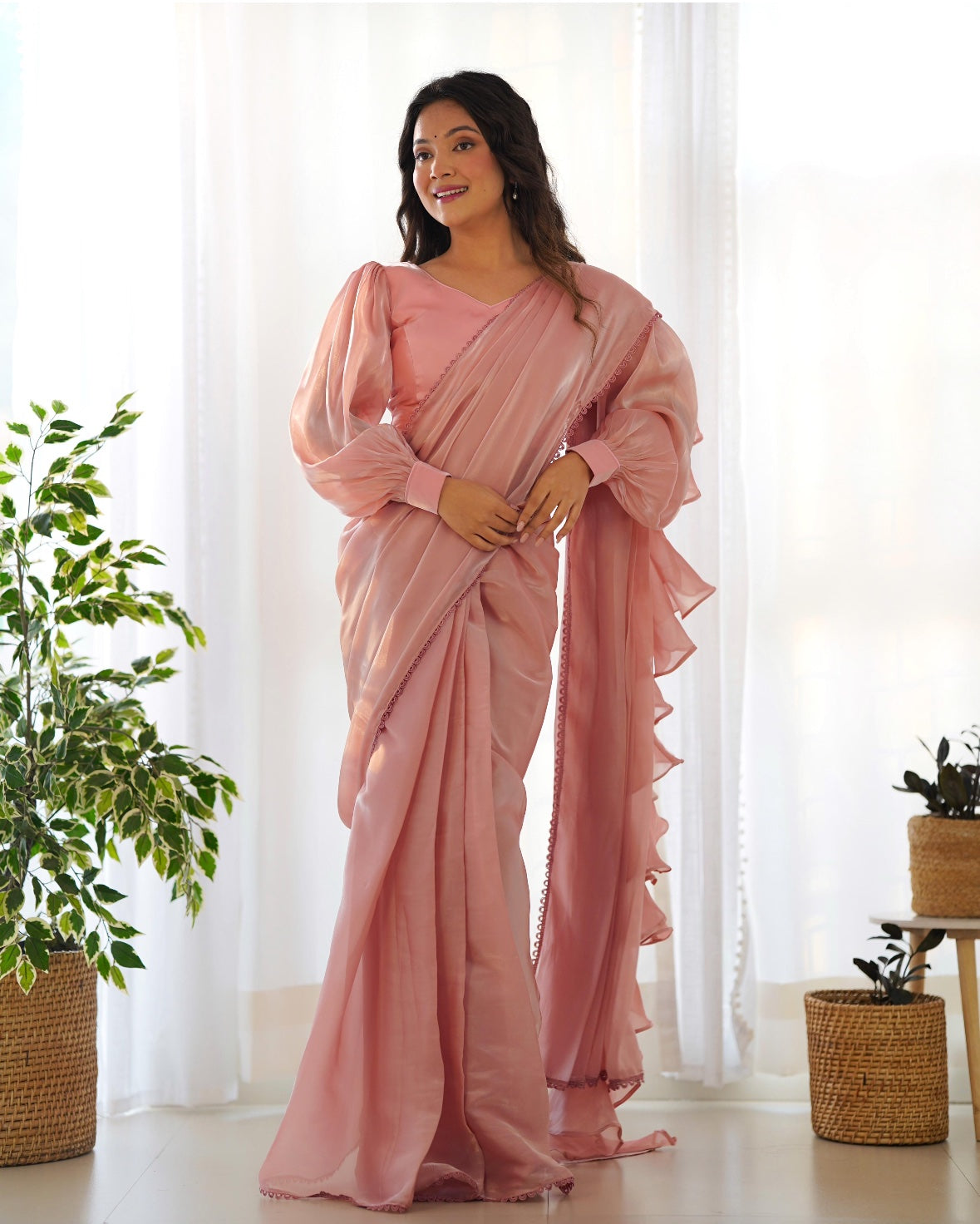 One Minute Saree Rose