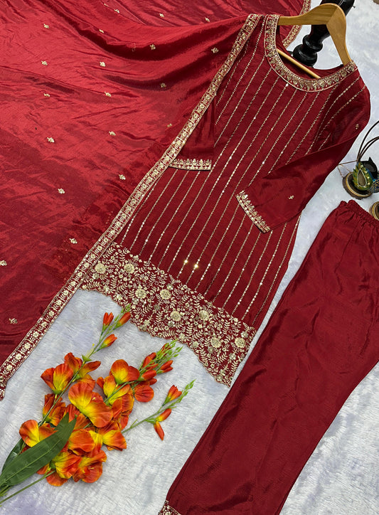 Noorani Salwar Red