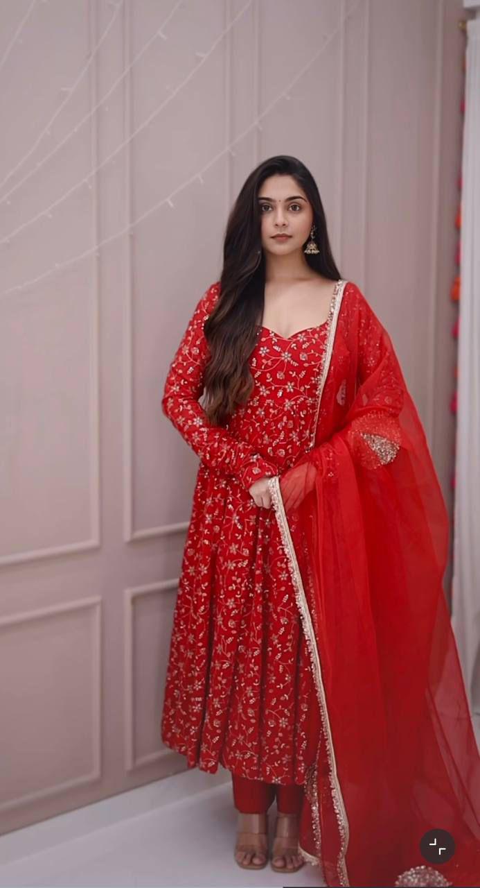 Fiza Anarkali Red