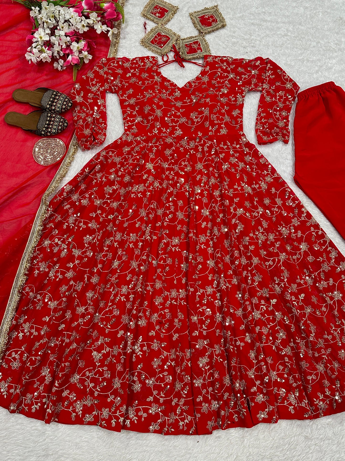 Fiza Anarkali Red