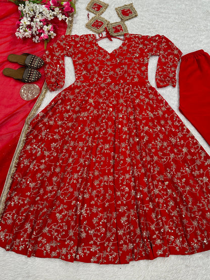 Fiza Anarkali Red