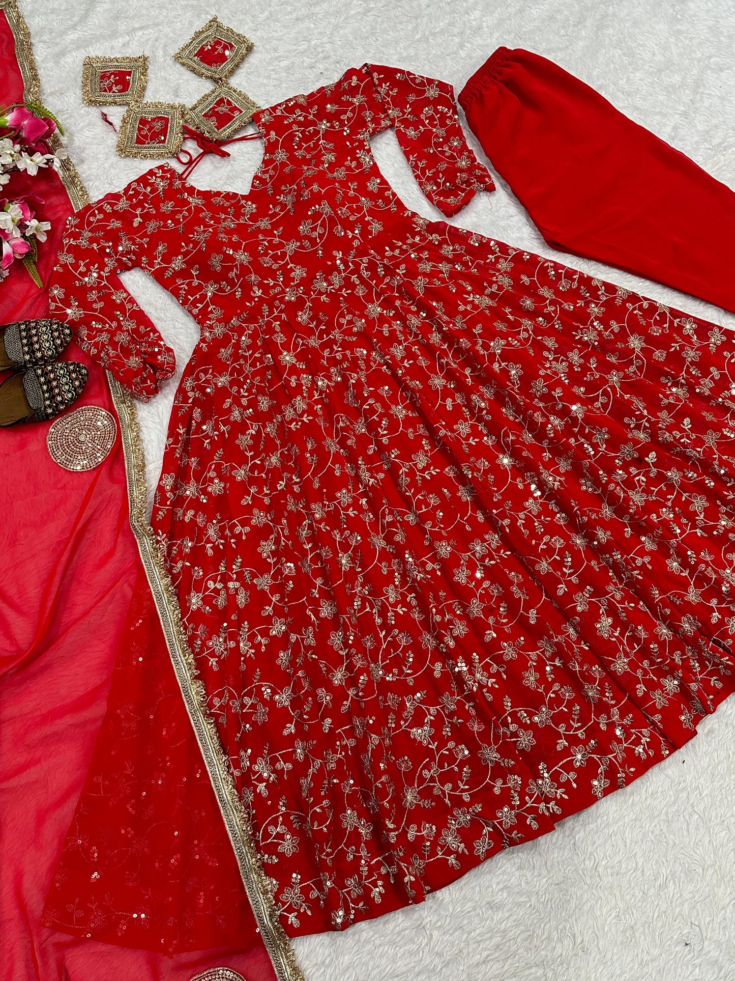 Fiza Anarkali Red