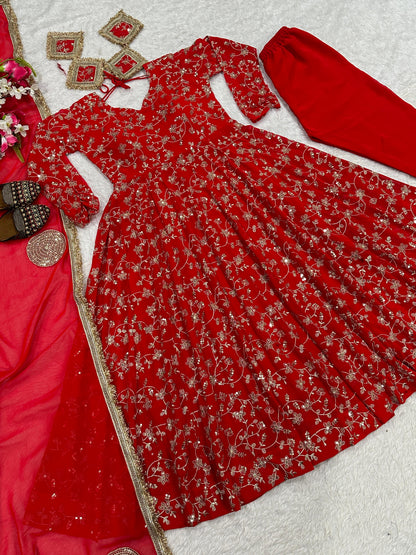 Fiza Anarkali Red