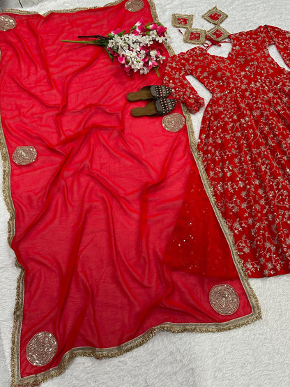 Fiza Anarkali Red
