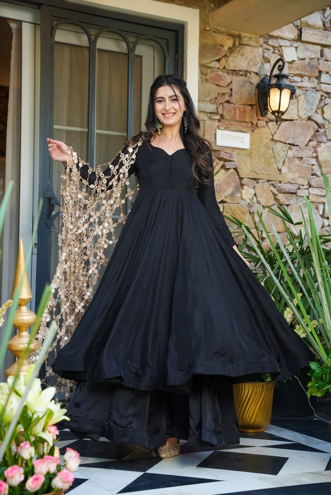 Aafiya Anarkali Black