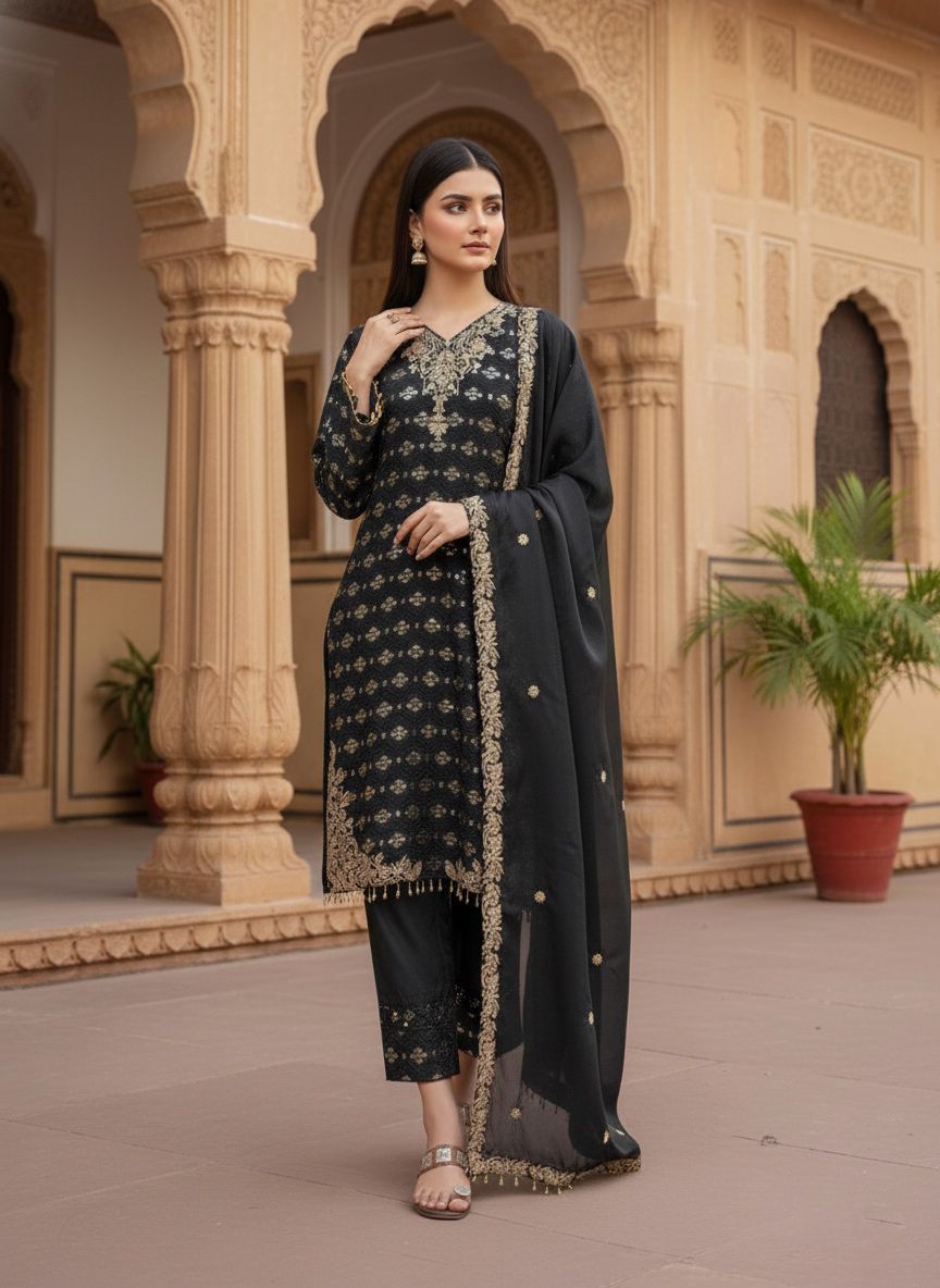 Shahi Sharara Black