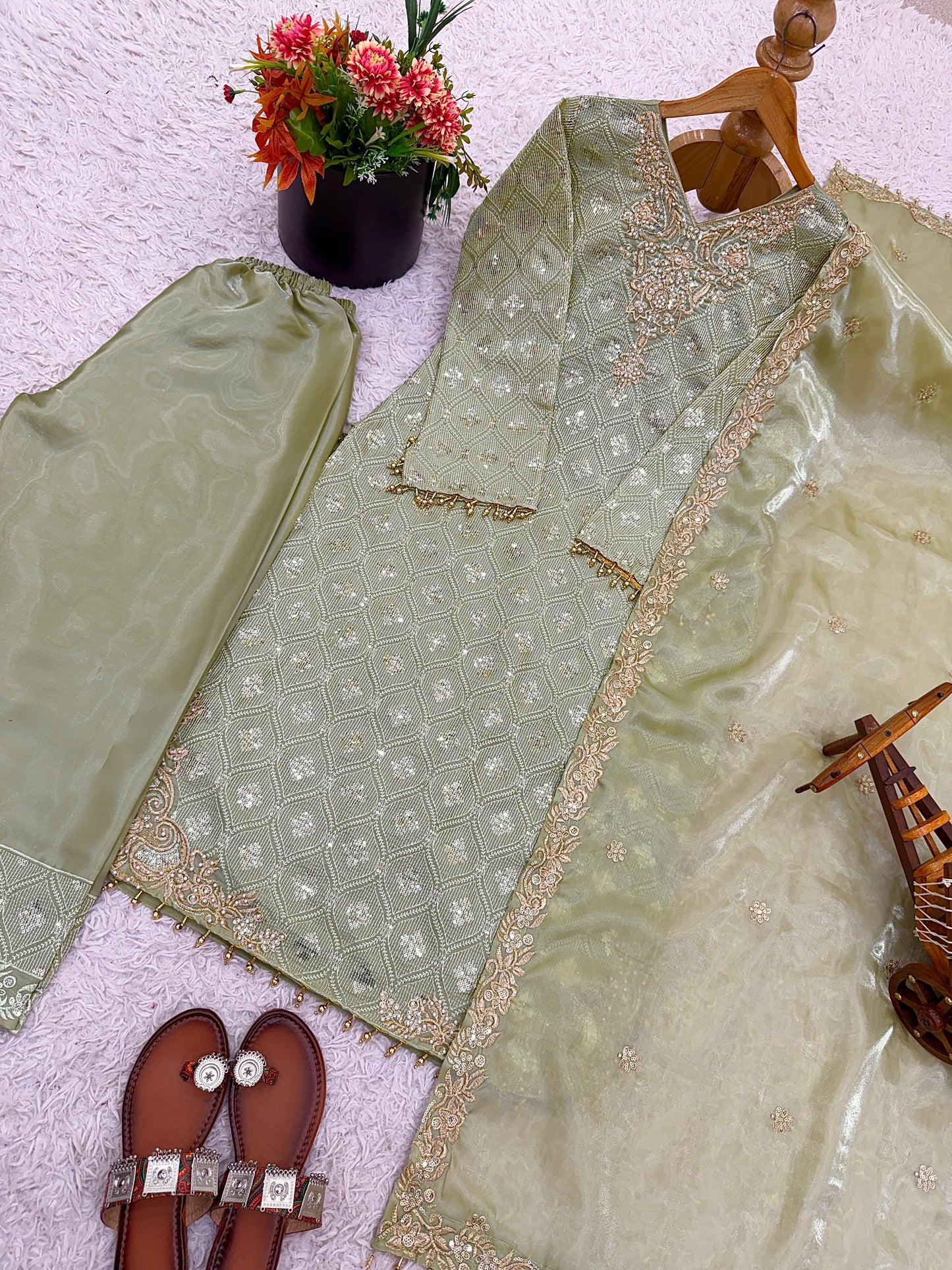 Shahi Sharara Green