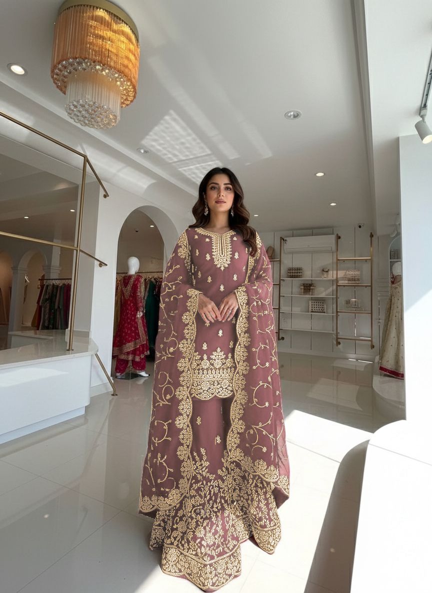 Roshni Sharara Rose Gold