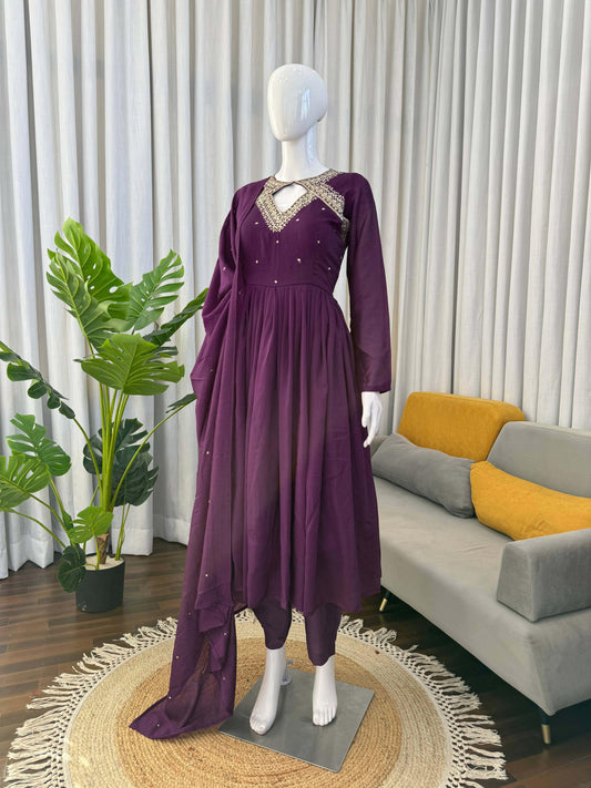 Malika Anarkali Purple