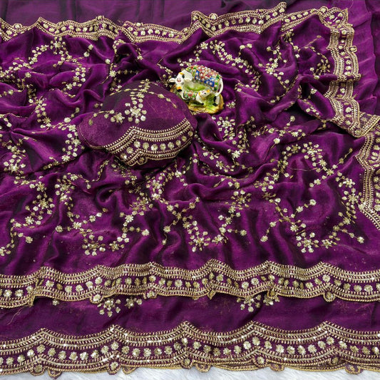Kaveri Party Saree Purple