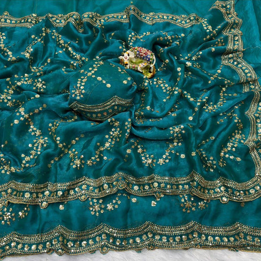 Kaveri Party Saree Blue