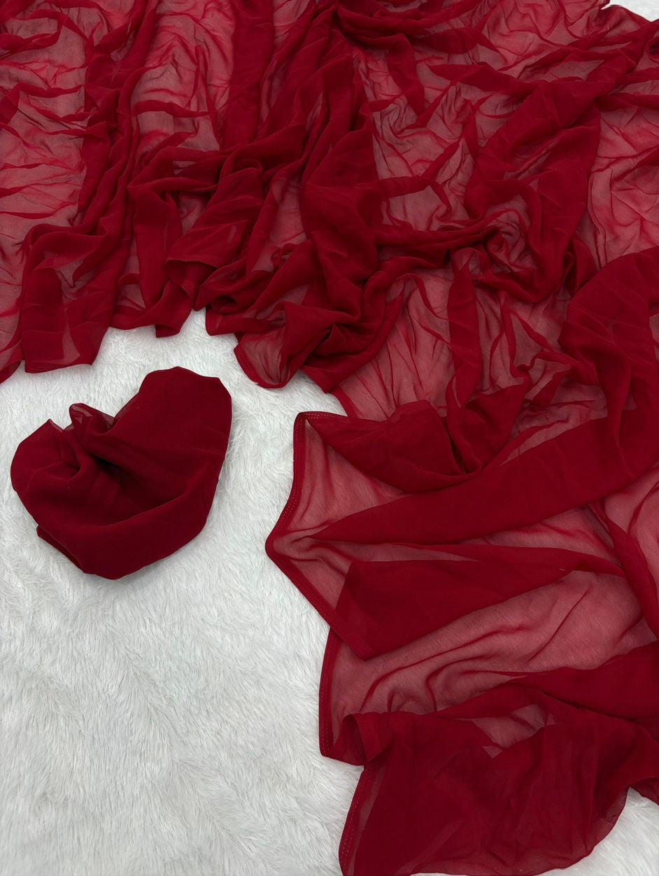 Yazhini Party Saree Red