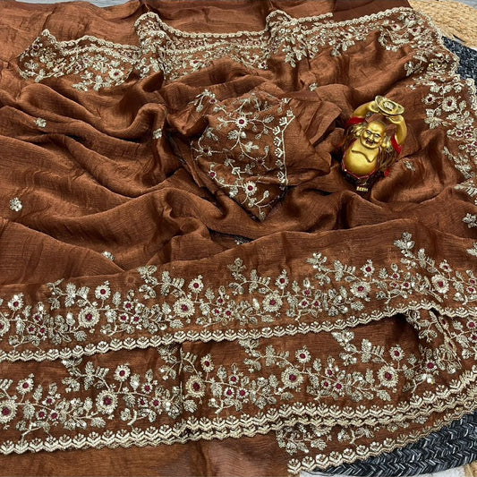 Rathna Party Saree Brown