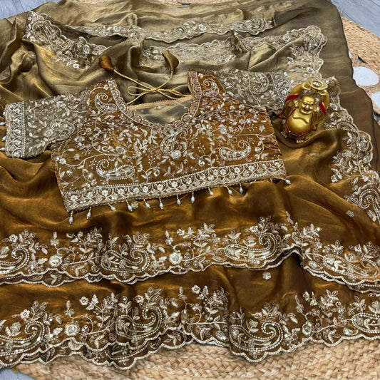 Viyana Party Saree Gold