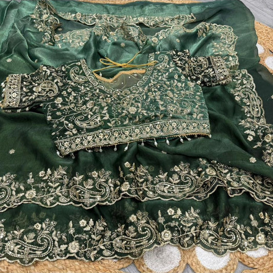 Viyana Party Saree Green