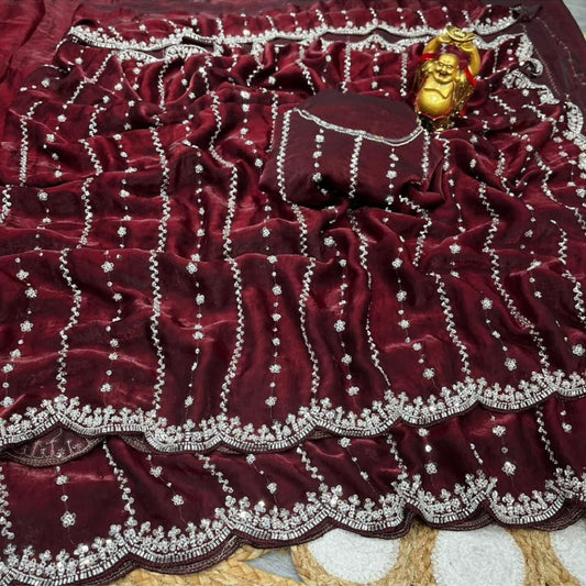 Vennila Party Saree Maroon
