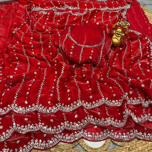 Vennila Party Saree Red