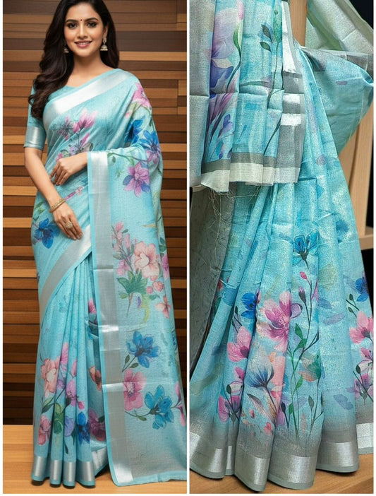 Malar Party Saree Blue