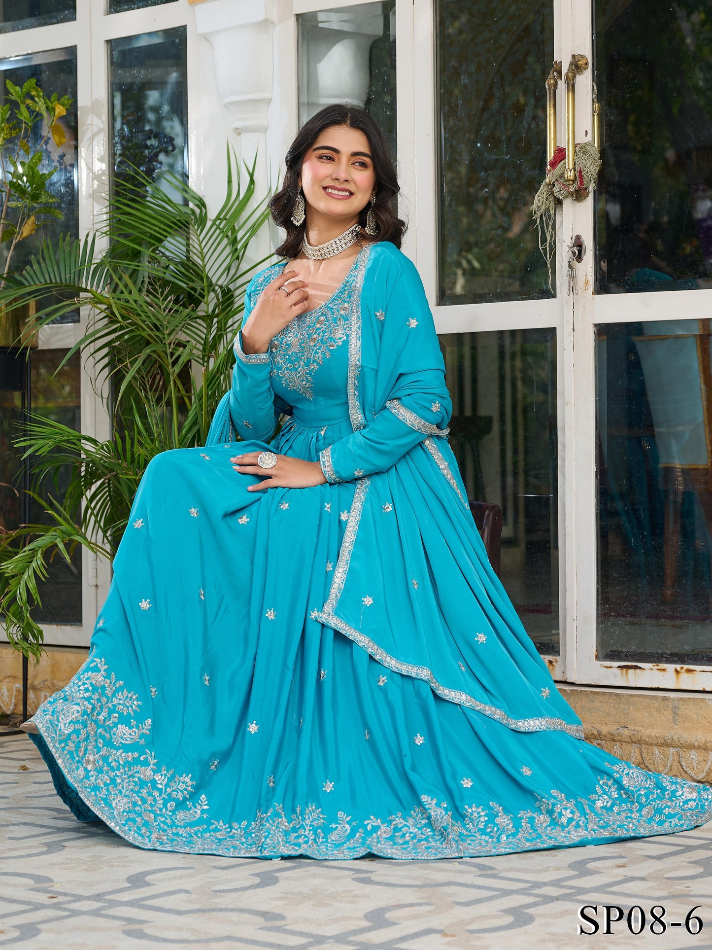 Vira Anarkali Skyblue