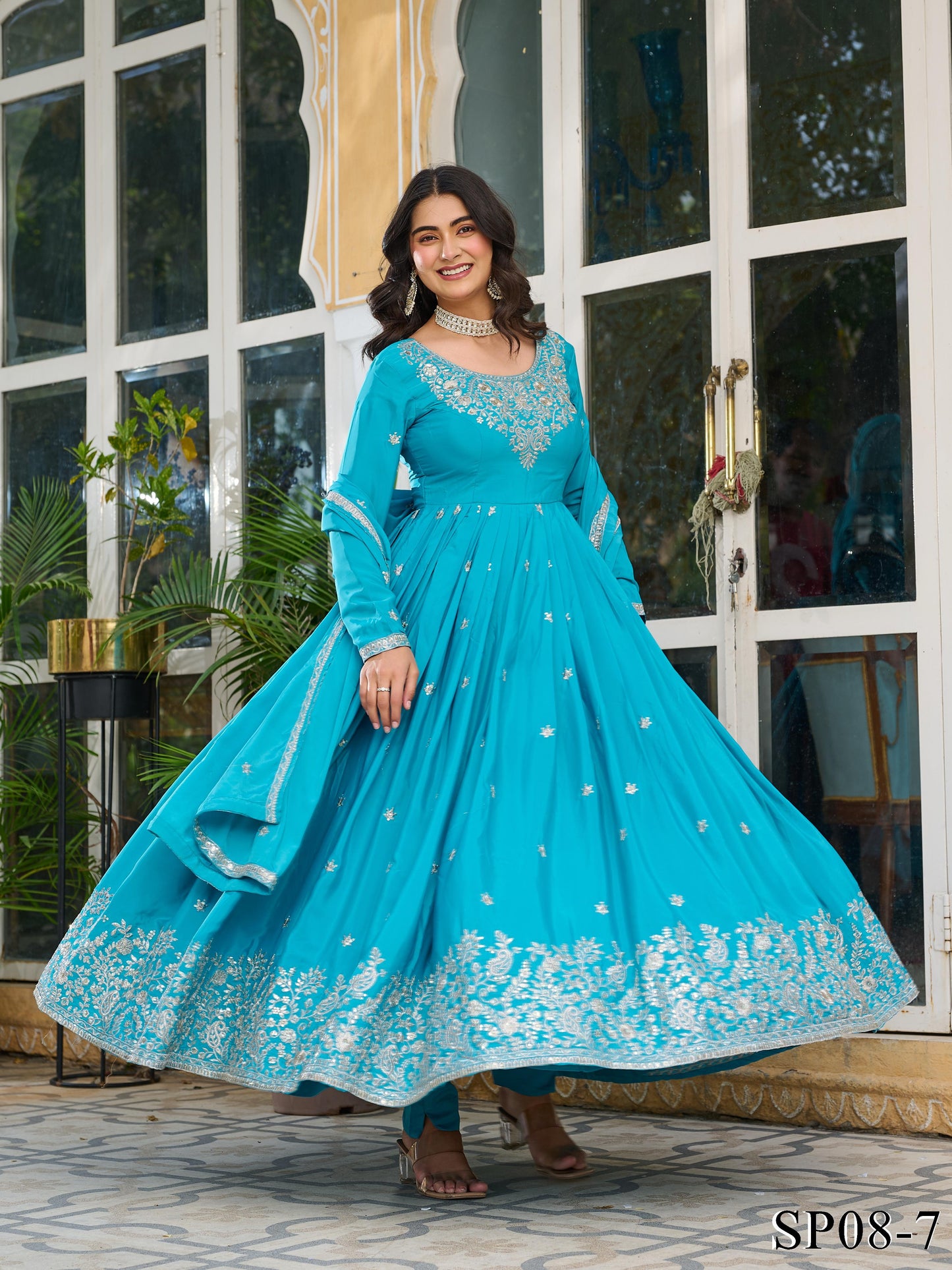Vira Anarkali Skyblue