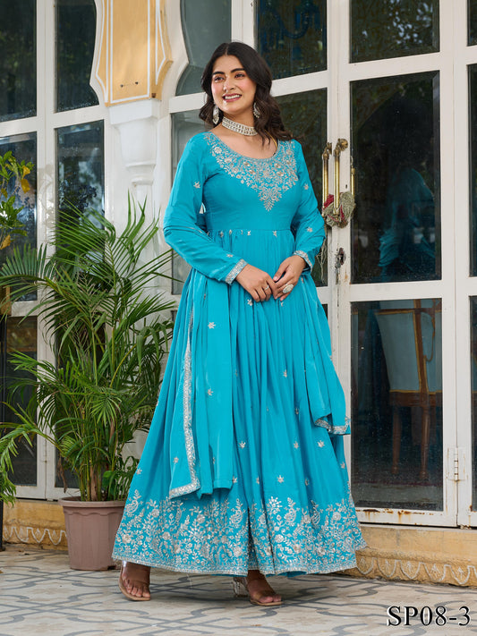 Vira Anarkali Skyblue