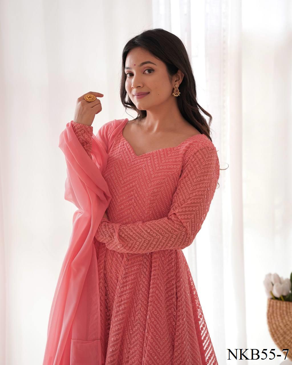 Sana Anarkali Light Rose