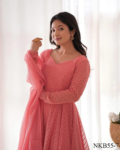 Sana Anarkali Light Rose