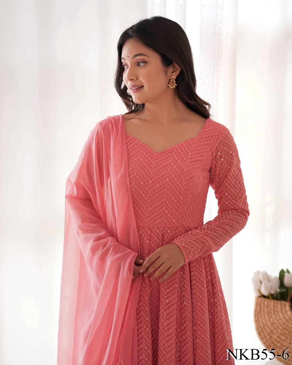 Sana Anarkali Light Rose